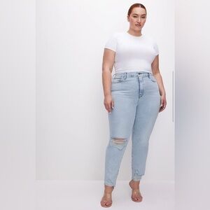 Good American Good Classic distressed Jeans BLUE539 Hi-Rise NWT Size 18
